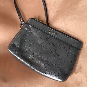Silver Coach Wristlet